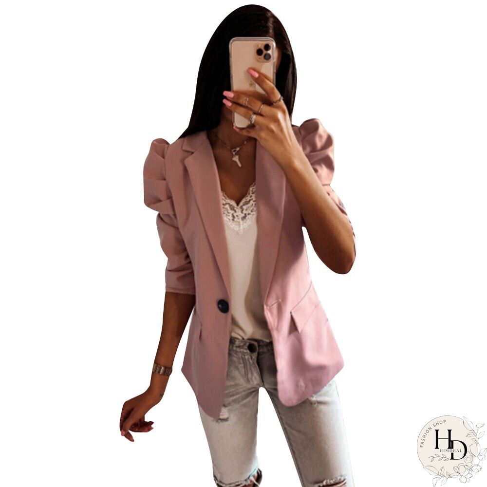 Elegant Office Lady Blazer Jacket Women Spring Autumn Long Sleeve Casual Slim Button