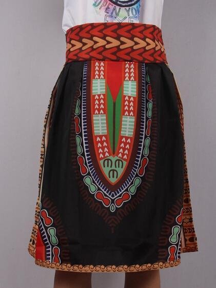 African Print High Waist Casual Skirt