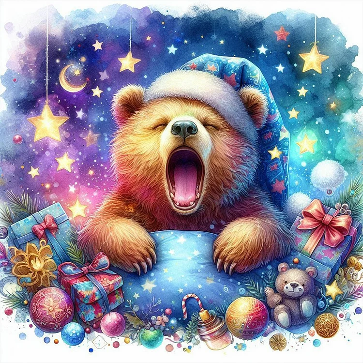 The Waking Little Bear And The Galaxy 40*40CM (Canvas) Full Round Drill Diamond Painting gbfke