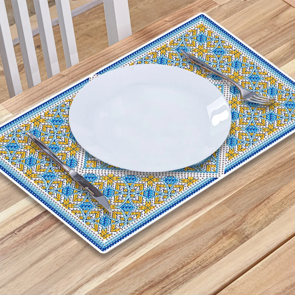 2Pcs Mandala Pattern Diamond Painting Placemat DIY Diamond Crafts(30*20cm)