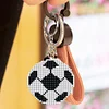 DIY Full Beads Football Printed Cross Stitch Embroidery Keychains Pendants