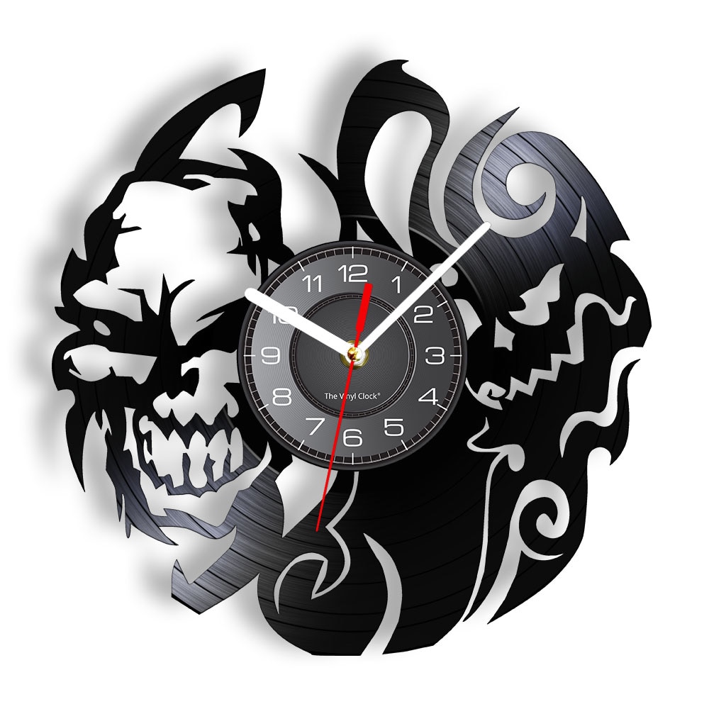 

Skull Head Carved Recor - Vinyl Record Wall Clock - Without LED, 501 Original