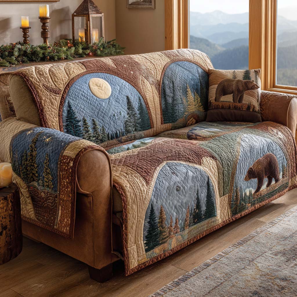 Bear Creek Quilted Sofa Cover NCU0XD1740 everthome