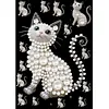 Wei&szlig;e Katze DIY, Perlengem&auml;lde, Kunstsets, Perlengem&auml;lde, Bildkunst, Basteln 30x40 cm f&uuml;r Erwachsene, Anf&auml;nger, Wanddekoration ohne Rahmen