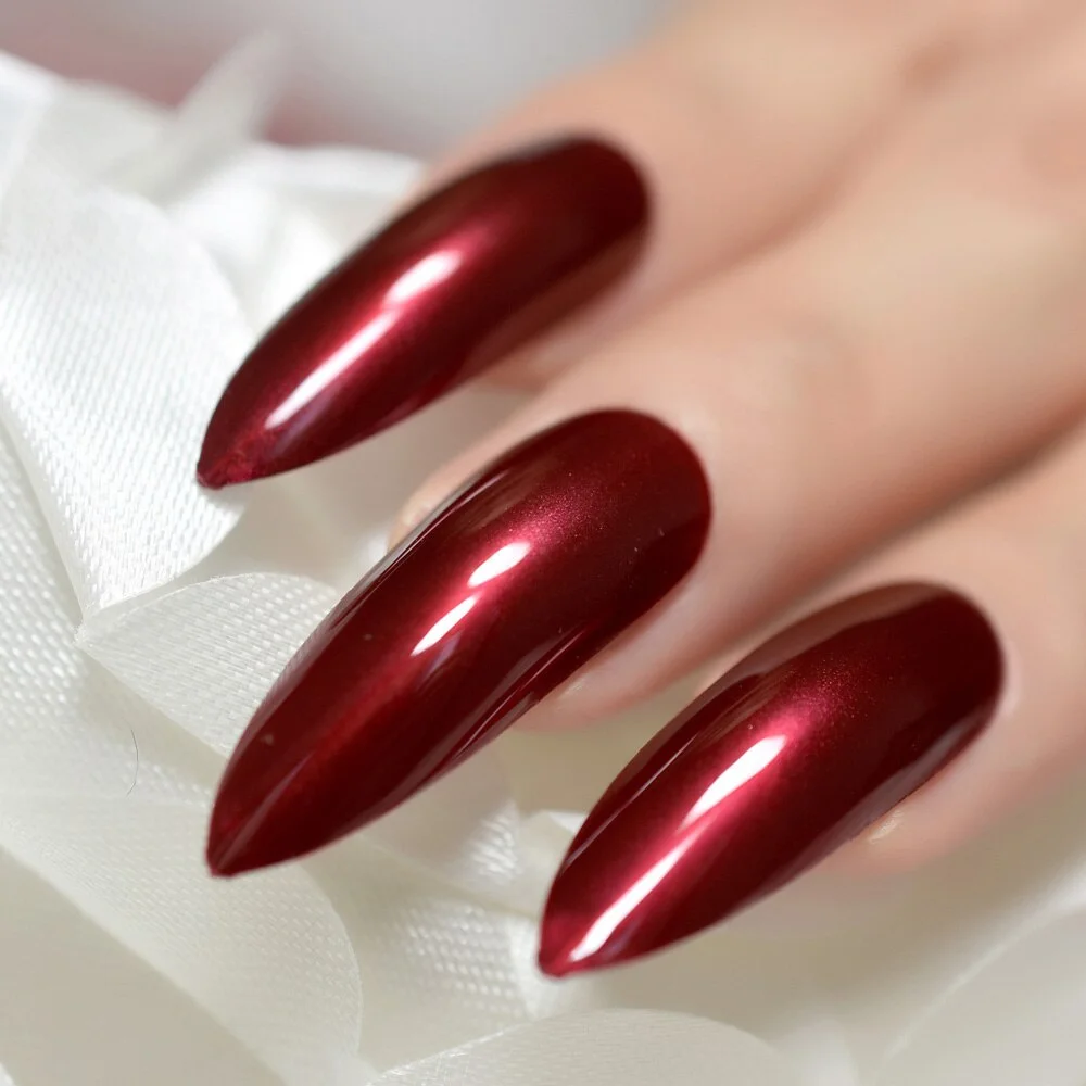 Sexy Sugar Red Press on Nails Extra Long Stiletto Fake Nails gel Shine Party Finger Decoration Nail Tips Set of 24-Nail Inspo