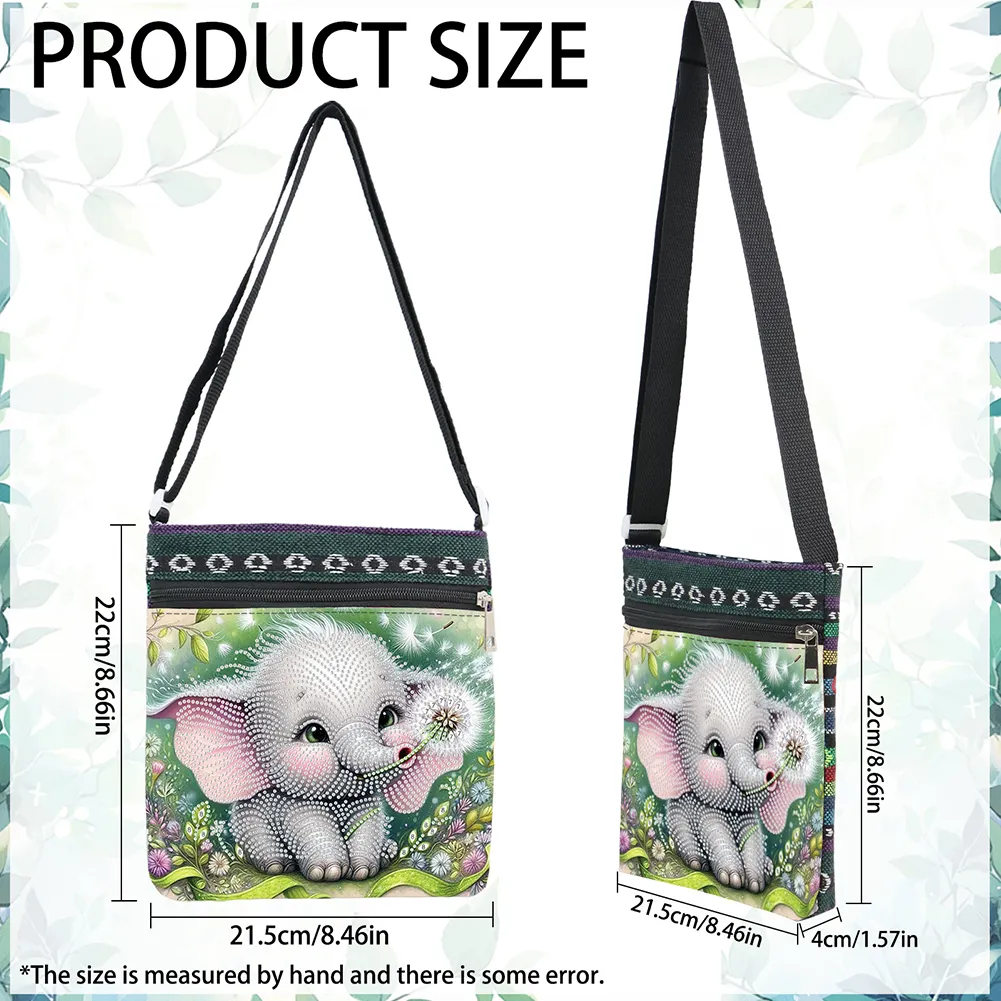 Baby Elephant 5D DIY Diamond Painting Shopper Bag Diamond Handmade Satchel Bag