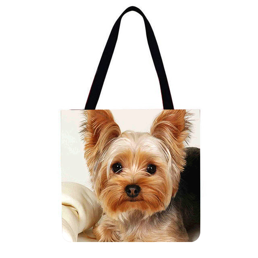 Cute Dog 40*40cm linen tote bag