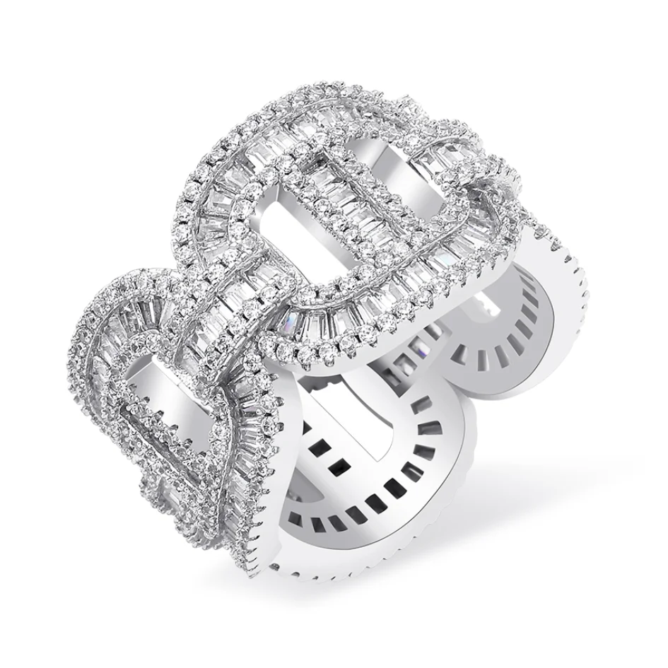 Iced Out Baguette Cubic Zirconia Ring-VESSFUL