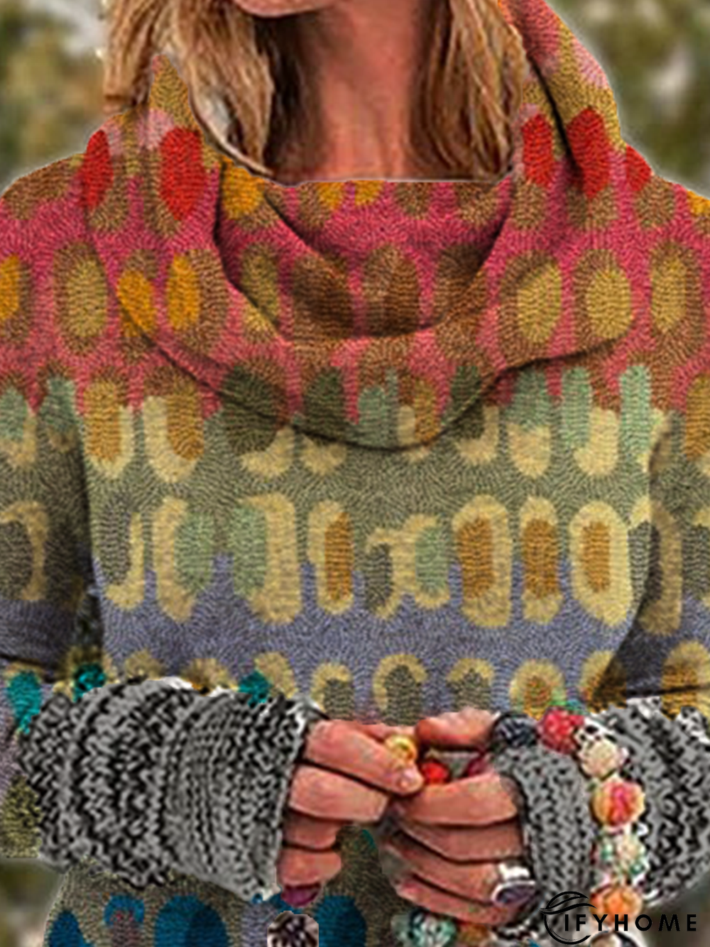 Long Sleeve Floral-Print Cotton Tunic Top | IFYHOME