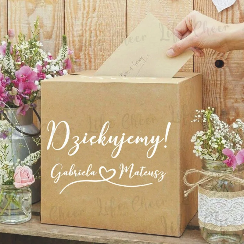 Vinyl Sticker For Wedding Cards Box Customize Texts Decals Wedding Guest Box Stickers Thank you Sign Wedding Custom Mural Art