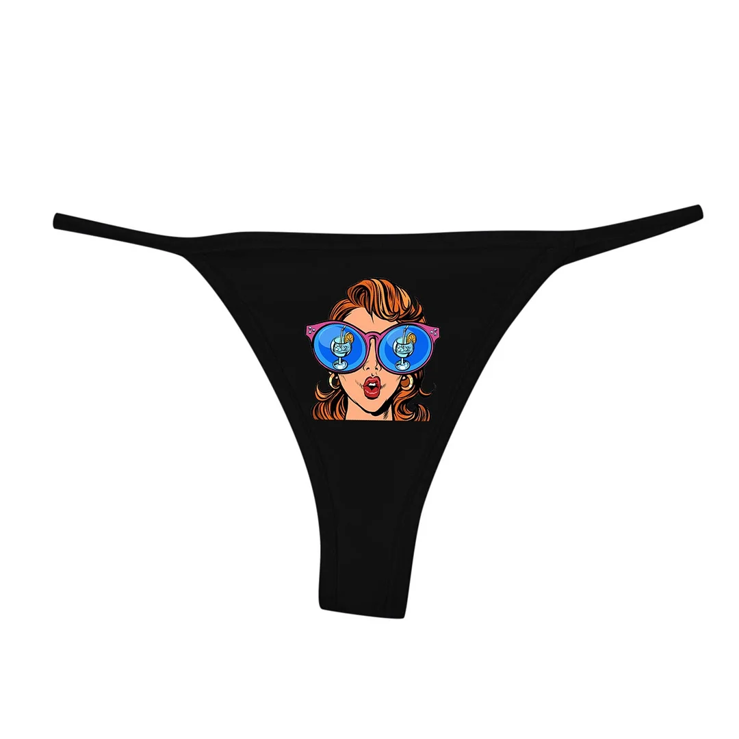 Seamless Sexy Lingerie Women's Funny Printing Underwear Plus Size Solid High Waist Panties For Women Breathable Thongs T-back