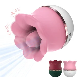 Female sex toys 2-in-1 Rose Kiss Tongue Licking Vibrator with Rose Flower Design