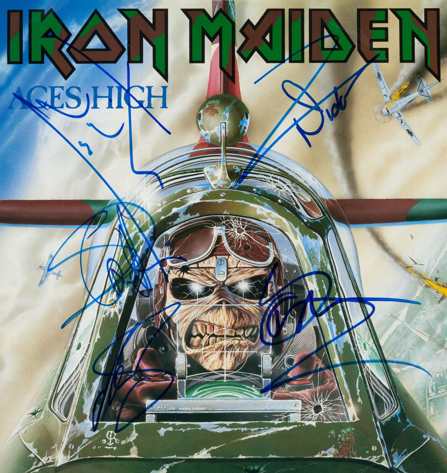 IRON MAIDEN Signed 'Aces High' Photo Poster paintinggraph - Rock Band / Group - preprint