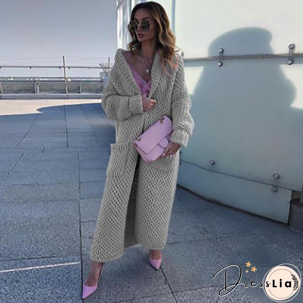 Long Pure Color Pocket Outerwear