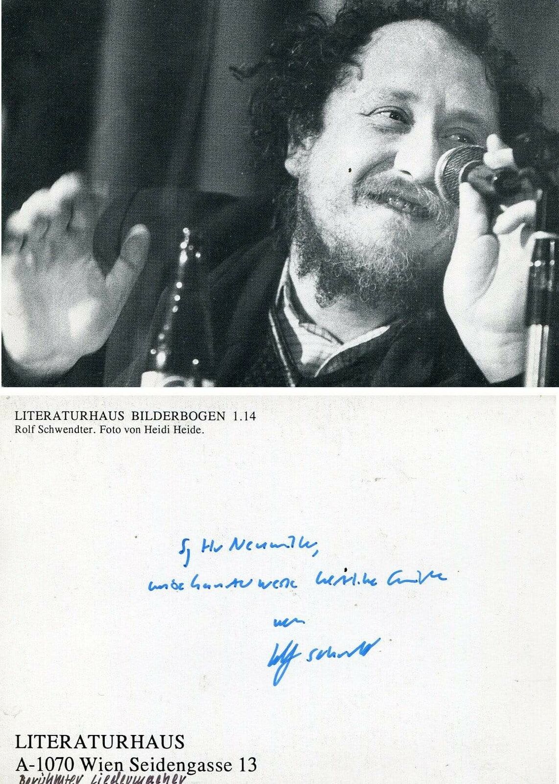 Rolf Schwendter autograph, Austrian WRITER; Photo Poster painting signed