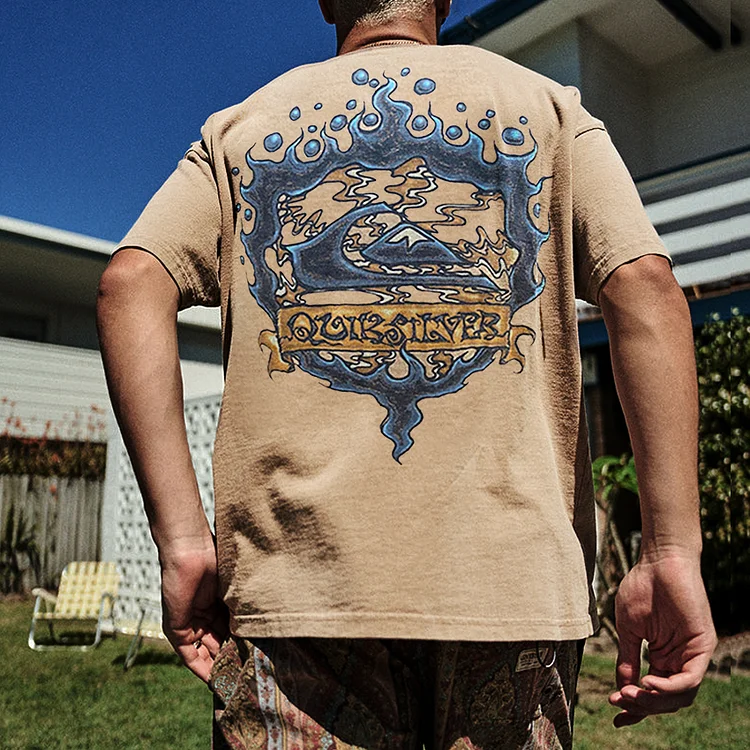 Men's Hawaiian Print Seaside Vacation Casual T-Shirt b689