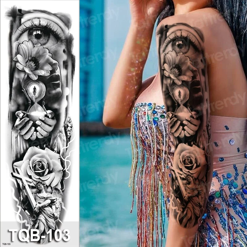 large temporary tattoos women thigh leg tattoo sleeve pattern waterproof tatoo sticker body art sexy tatoo fake water sheet