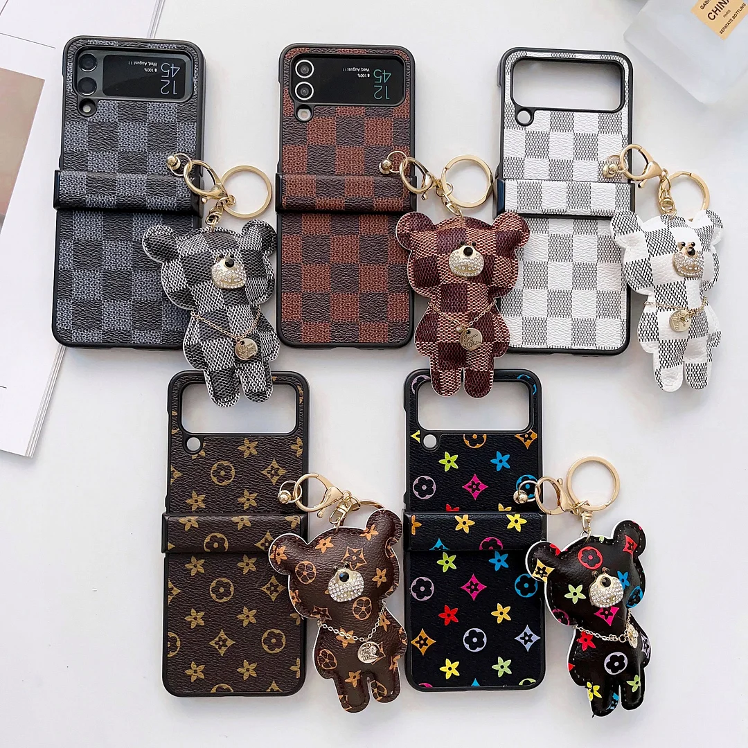 Leather Bear Pendant Samsung Galaxy Z Flip Case
