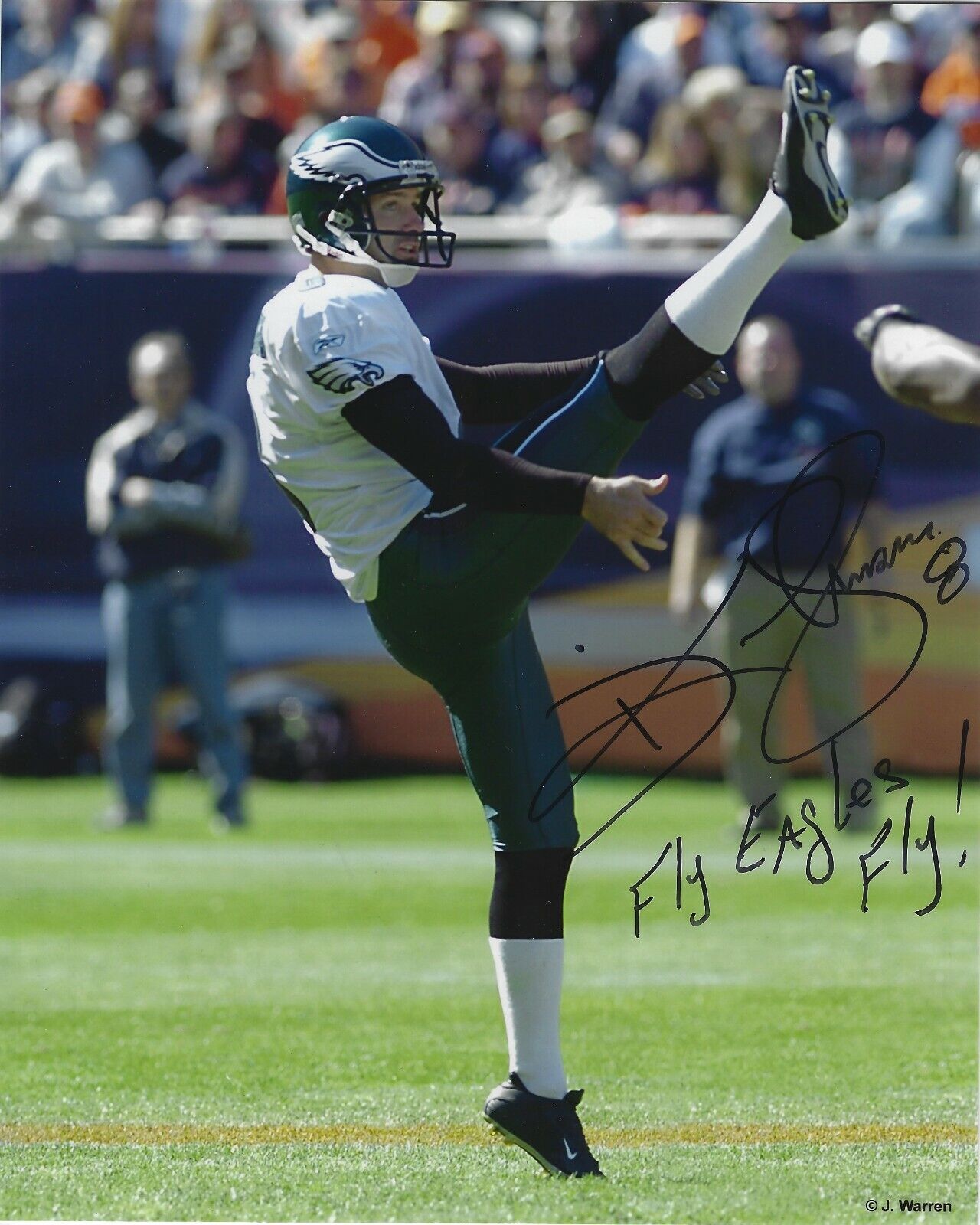 Autographed DIRK JOHNSON Philadelphia Eagles 8x10 Photo Poster painting w/COA