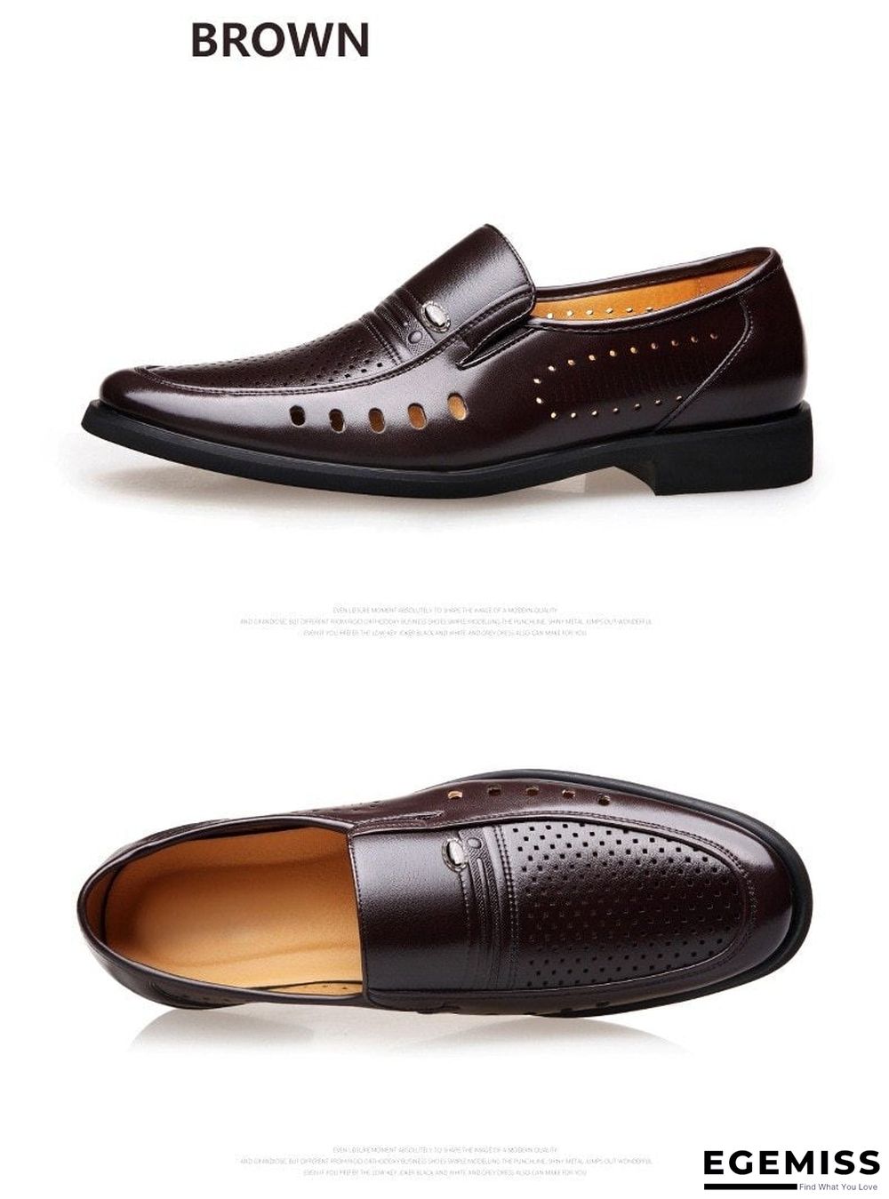 Men's Breathable Slip-On Hollow Leather Classic Business Wedding Shoes Flat Shoes | EGEMISS