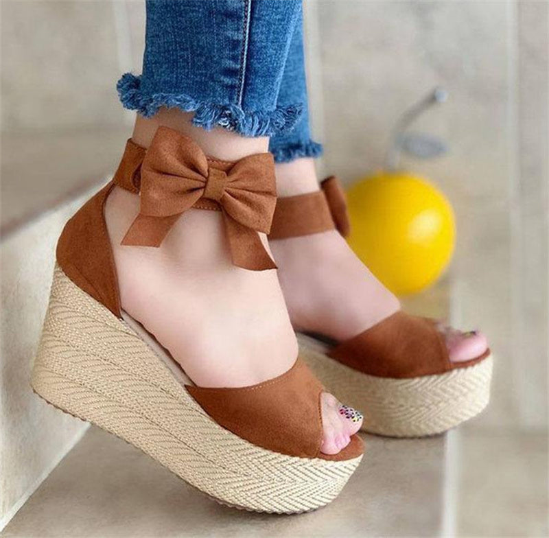 Women's peep toe chunky platform wedge heel sandals