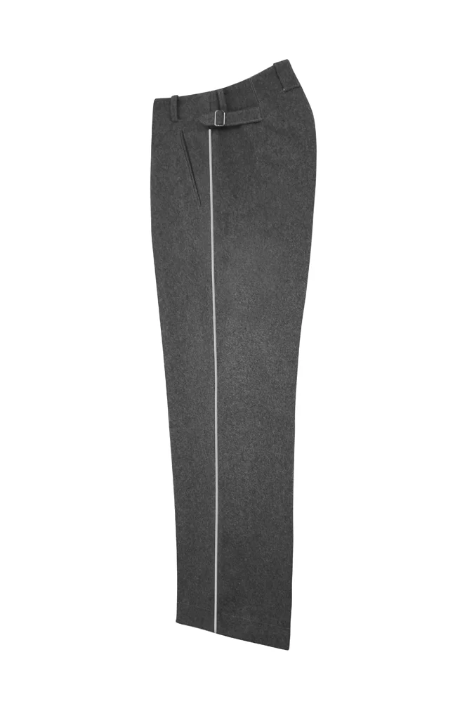   Elite German Stone Grey Wool Straight Trousers With Pipe German-Uniform