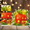 (US Local)Double Sided Special Shape Strawberry House Diamond Painting LED Light Ornaments