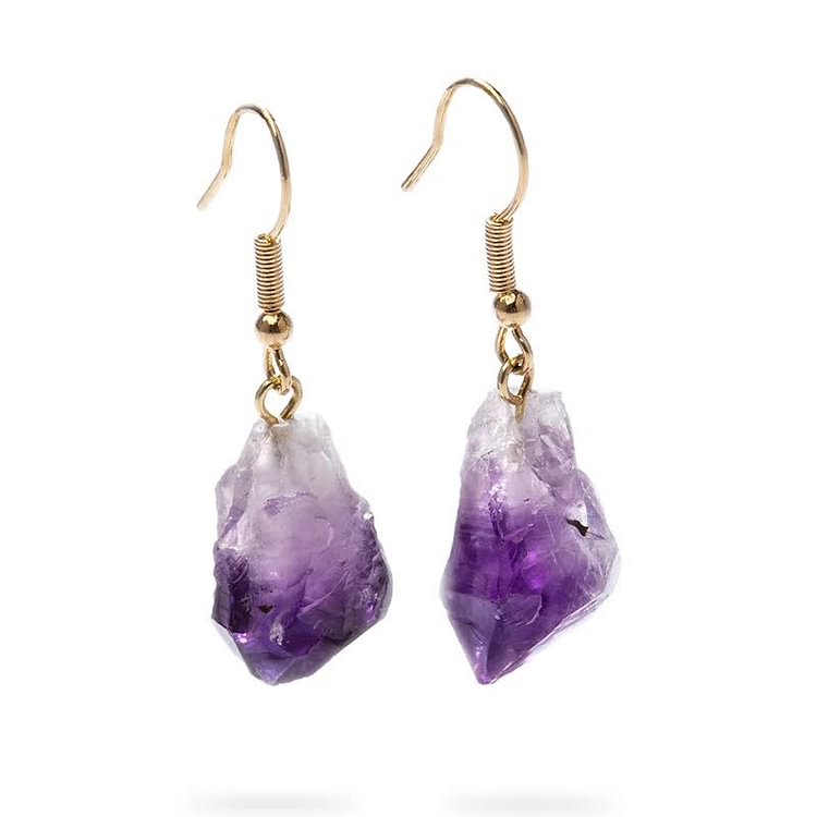 Olivenorma Irregular Natural Healing Amethyst Earrings