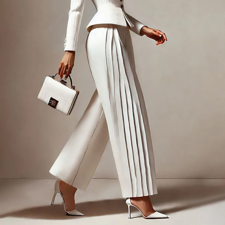Ursime Formal Solid Pleat  Wide Leg Pants