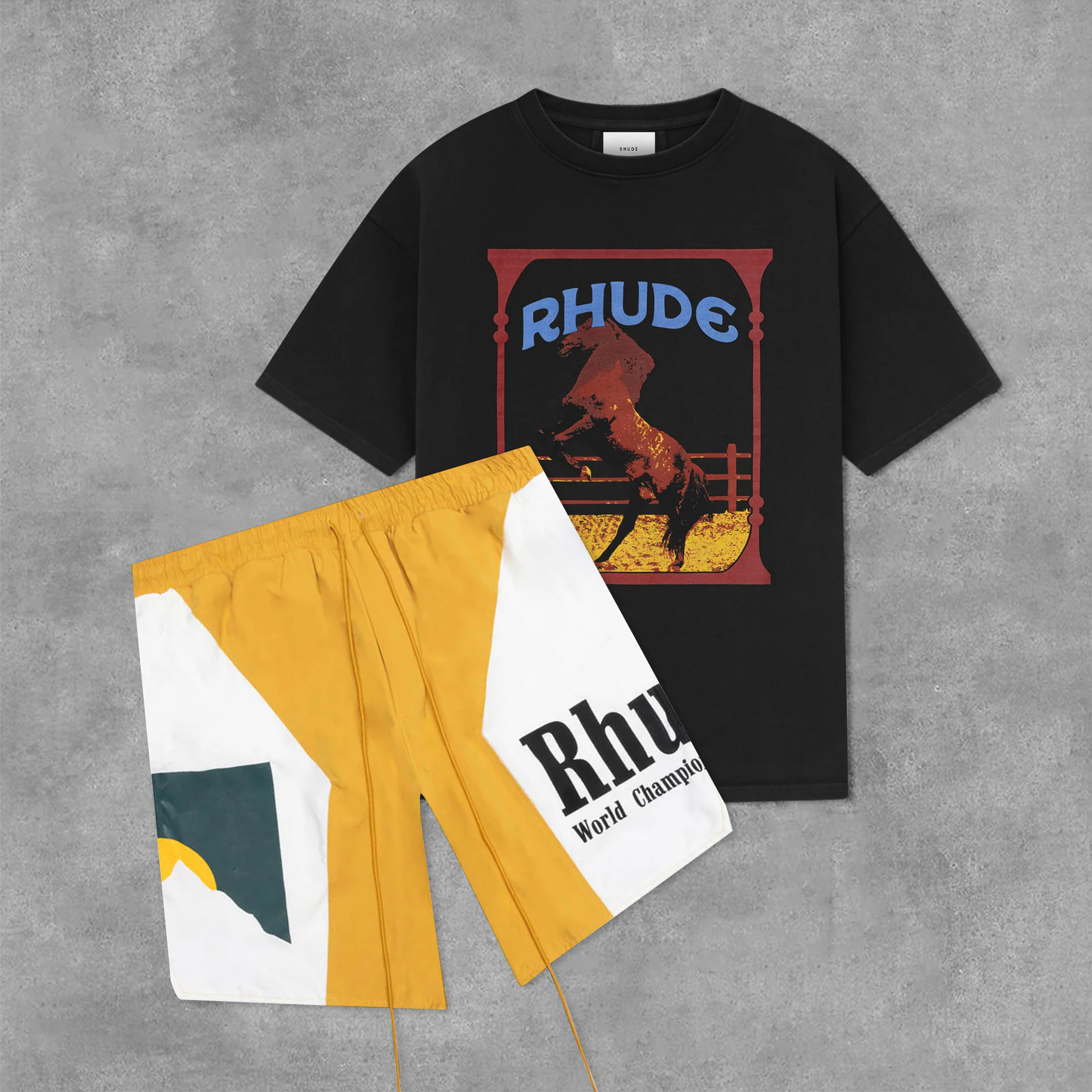 RHUDE CADRE Graffiti T-Shirt And Shorts Co-Ord