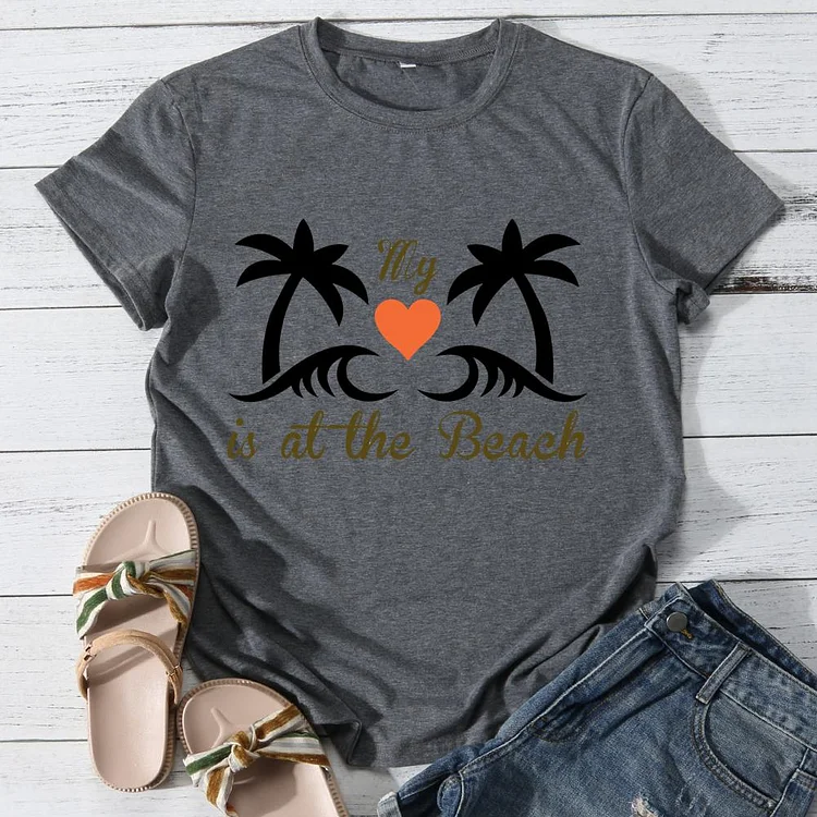 My Heart is at the Beach Round Neck T-shirt