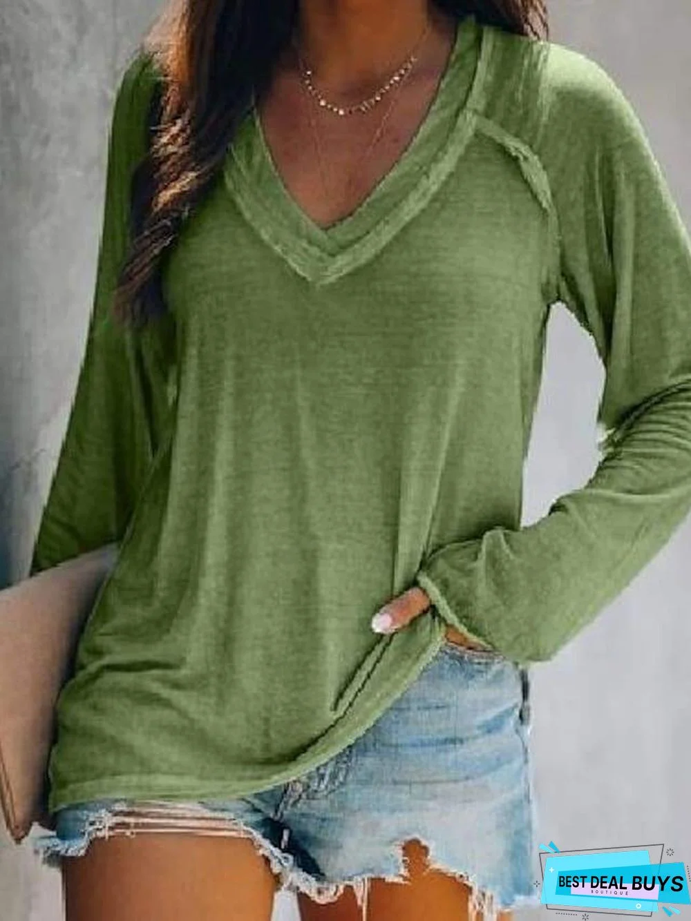 Women's T-Shirt Solid Colored V Neck Tops Basic Casual Basic Top Pink Blue Green