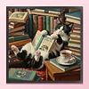 Reading Kitten Full 14CT 2 Strands DIY Stamped Cross Stitch Kits for Beginners Adults Home Wall Decor Cross Stitch Art and Crafts Kits 40x40cm tapestrymarket