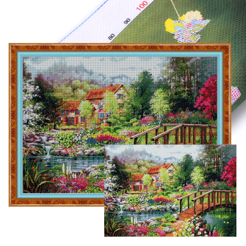 Bridge Full 14CT Pre-stamped Canvas(64*48cm) Cross Stitch