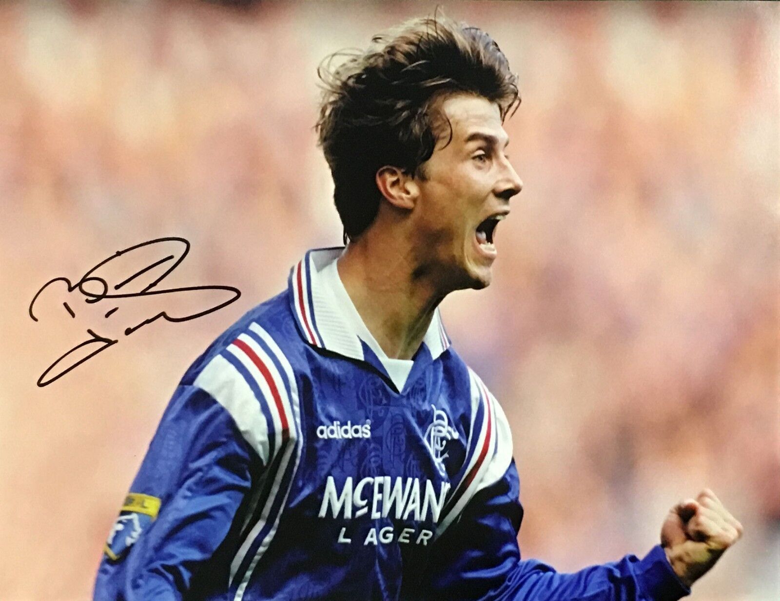 BRIAN LAUDRUP SIGNED GLASGOW RANGERS 16x12 FOOTBALL Photo Poster painting WITH PROOF & COA