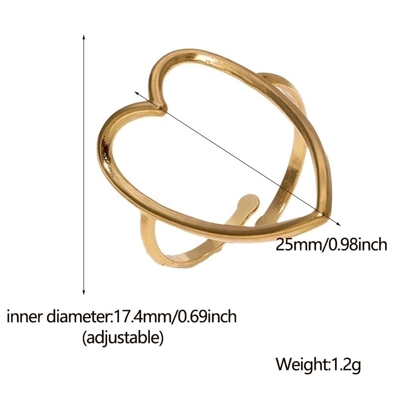 304 Stainless Steel 18K Gold Plated Sweet Plating Heart Shape Rings