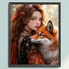 Girl And Fox - 11CT Stamped Cross Stitch - 40*50cm