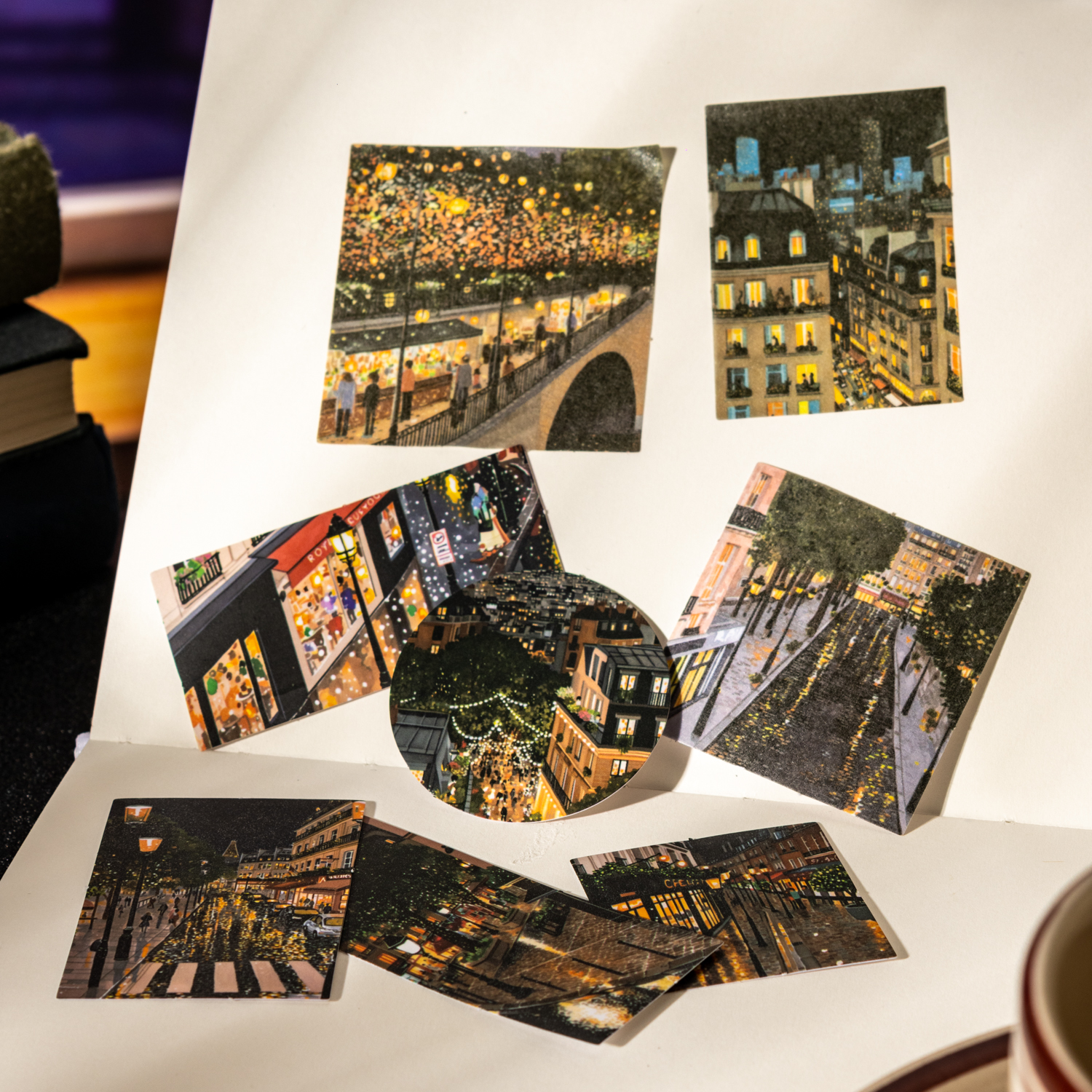 박스형 스티커 - 스타라이트 일루미네이트 라이프 시리즈 빈티지 나이트 스트리트 풍경