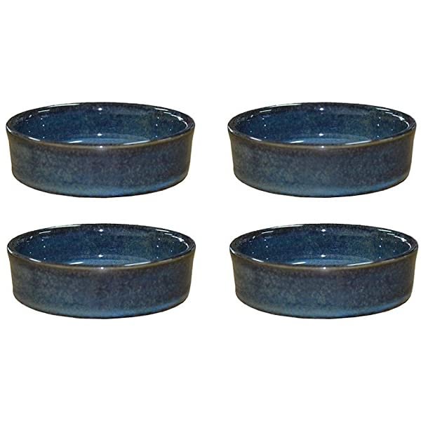Colias Wing 2.5 Inch Vintage Blue with Brown Edge Stylish Design Multipurpose Porcelain Side Dish Bowl Seasoning Dishes Soy Dipping Sauce Dishes-Set of 4-Blue Type B 2.5 Inch
