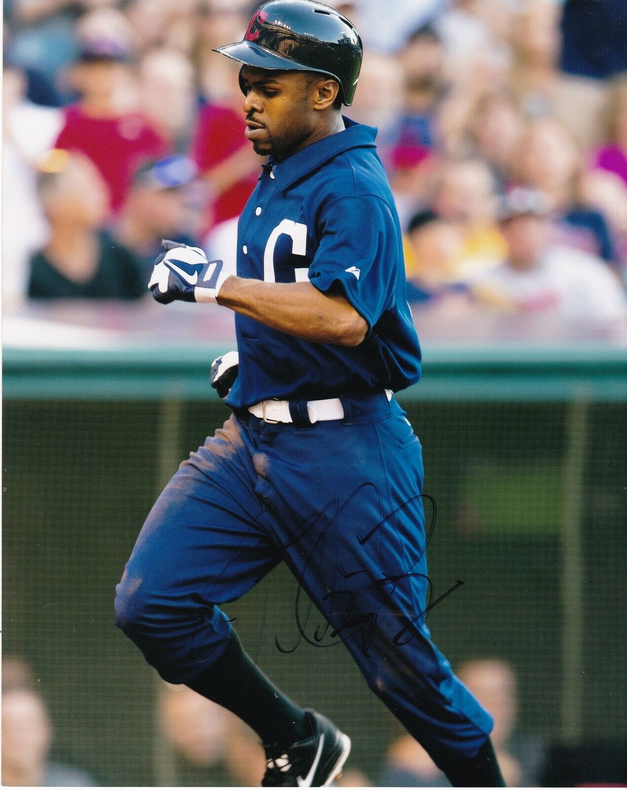 MICHAEL BOURN CLEVELAND INDIANS ACTION SIGNED 8x10