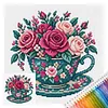 Stamped Cross Stitch Kit for Adults Floral Still Life Cup 18CT tapestrymarket