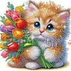 Flower Kitten - Crystal Rhinestone Diamond Painting