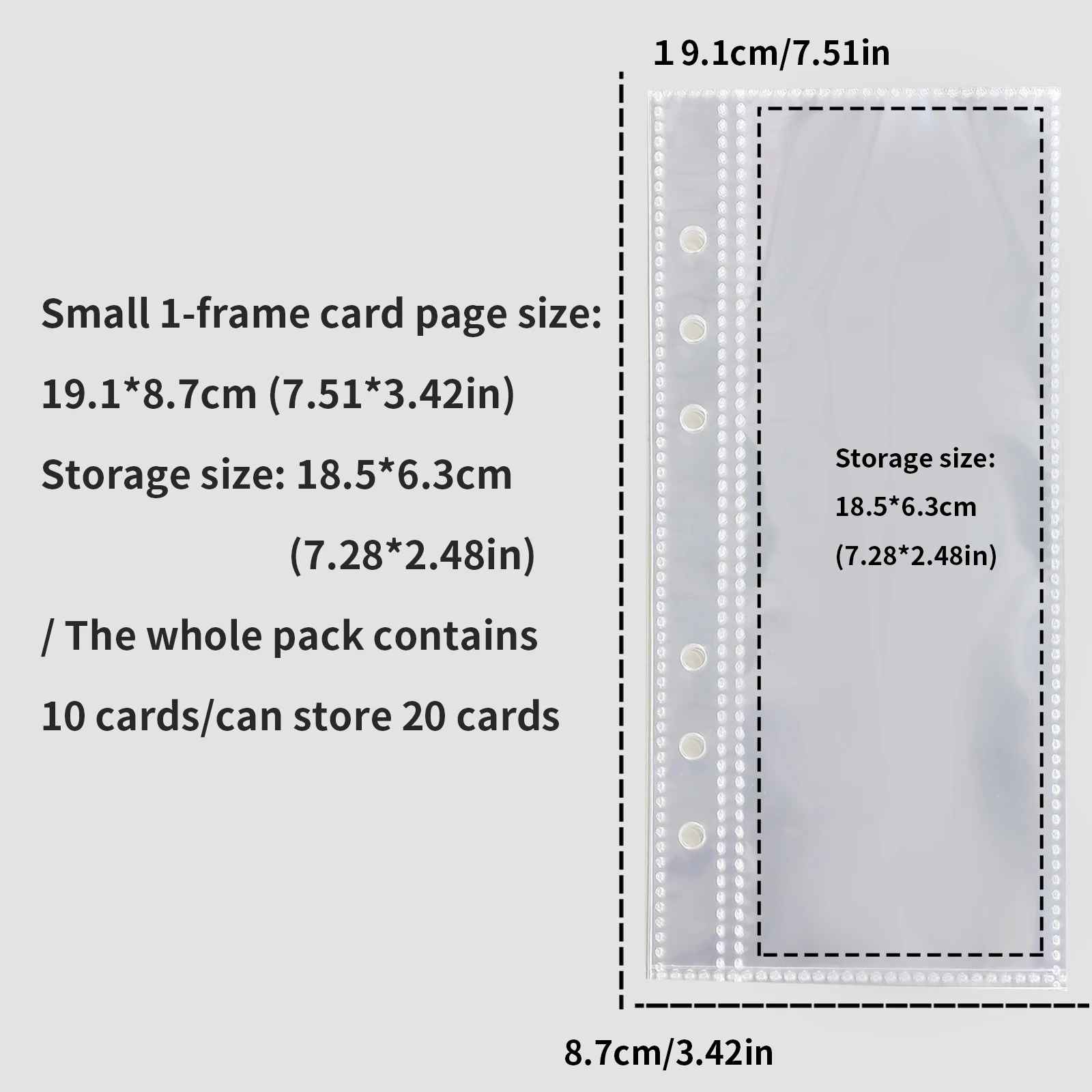 Card Book - A6 Narrow Loose-leaf Double-button Transparent Glitter 