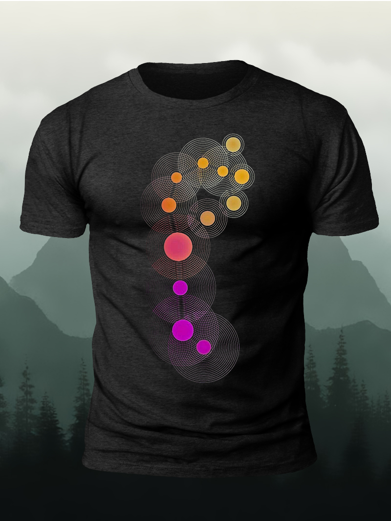 Abstract Circle Line Print Short Sleeve T-Shirt