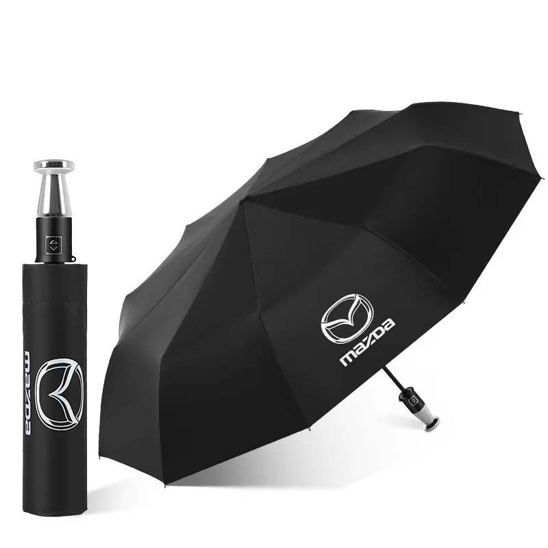 Car logo VIP business folding 10-bone black plastic umbrella