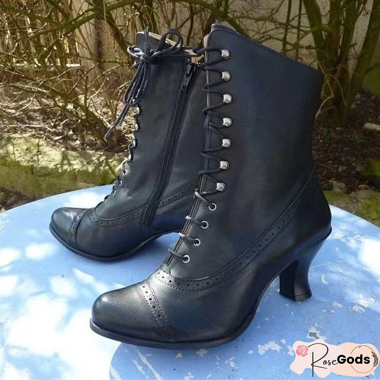 Casual Low Heel Zipper Pu Boots