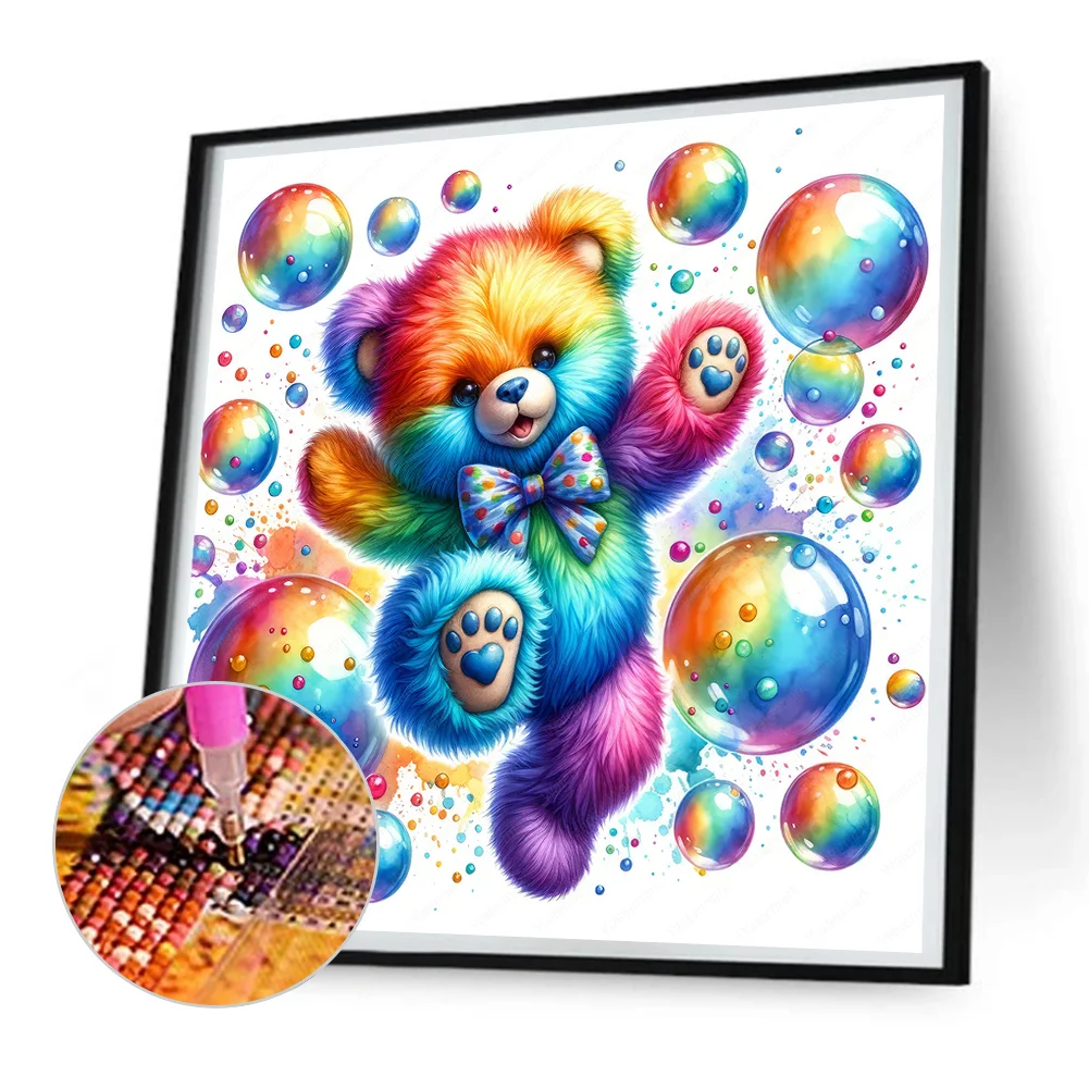 Diamond Painting - Full Round Drill - Rainbow Bear(Canvas|30*30cm)