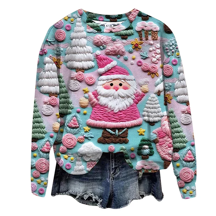 Women's Christmas street fashion crew neck tops