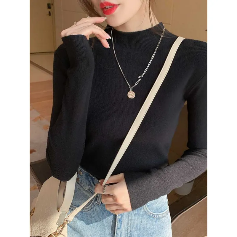 Brownm Brownm Women's Half-High Collar Bottom Shirt With Autumn And Winter Gas Sweater 2024 New High-End Feel Top