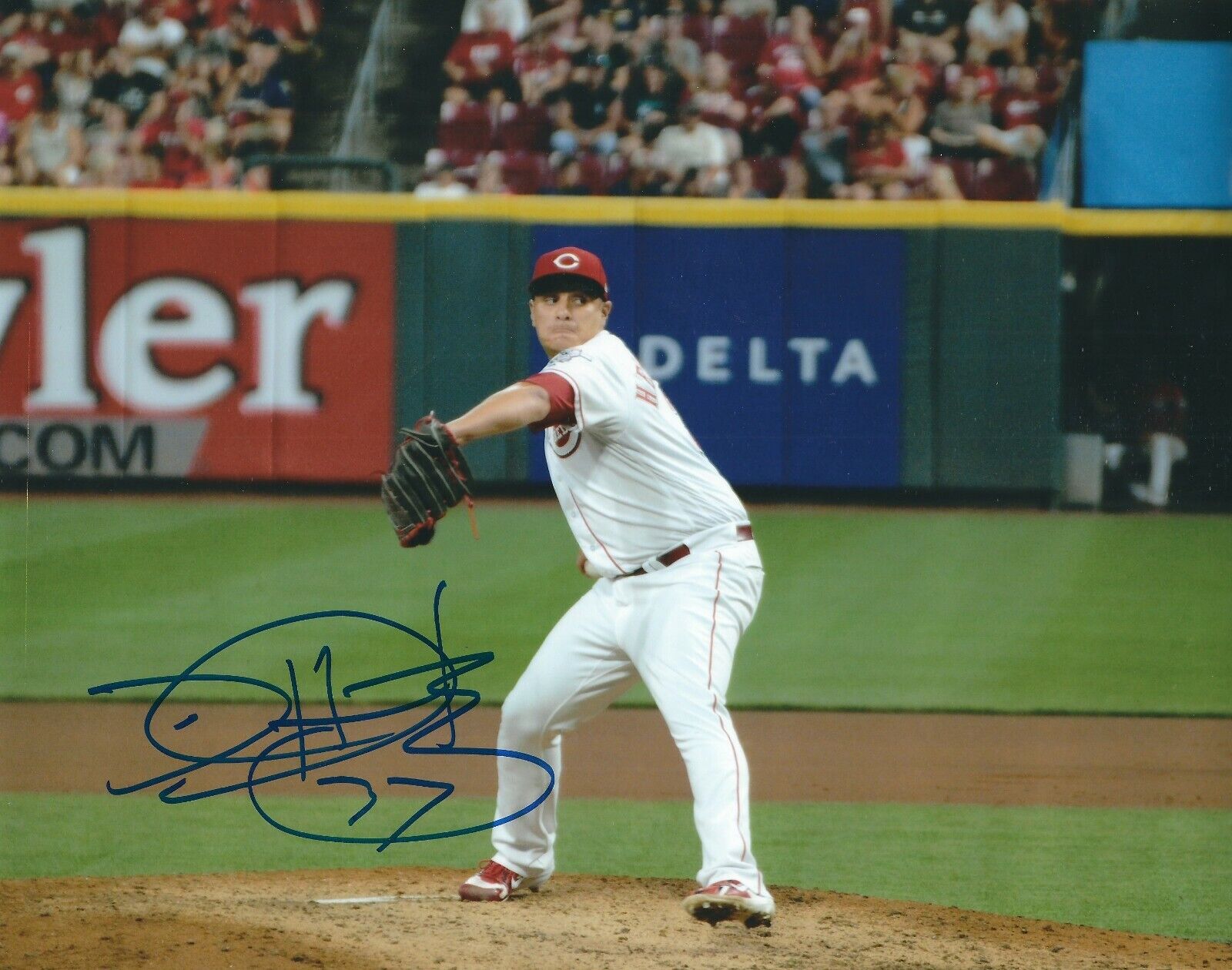 Signed 8x10 DAVID HERNANDEZ Cincinnati Reds Autographed Photo Poster painting- COA